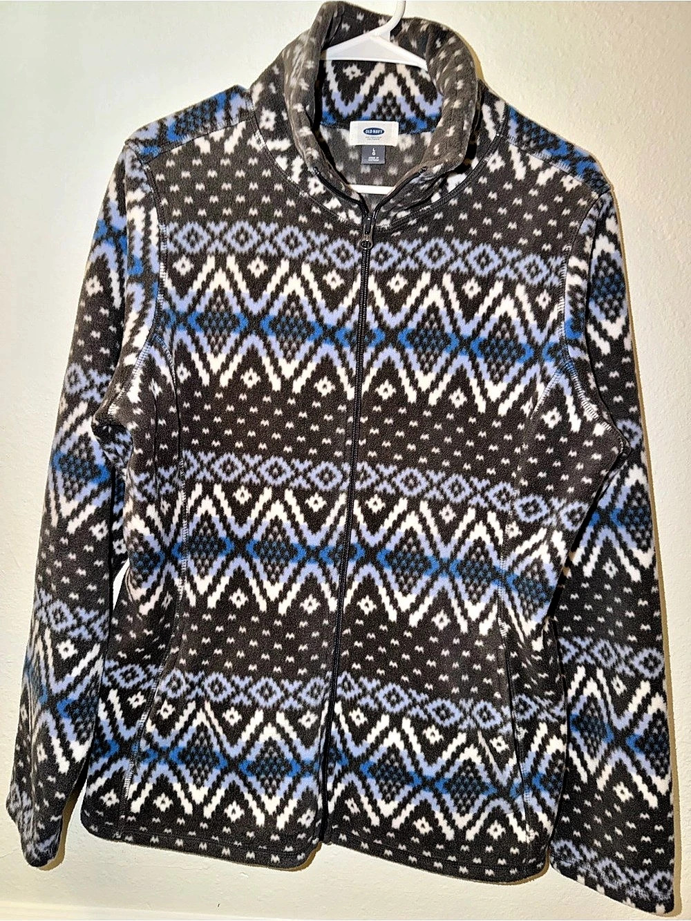 Old Navy Fair Isle Full-Zip Fleece Jacket Women's Geometric Size L